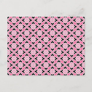 Floral kimono print, roze, zwart-wit briefkaart