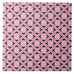 Floral kimono print, roze, zwart-wit tegeltje