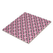 Floral kimono print, roze, zwart-wit tegeltje (Zijkant)