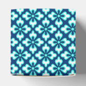 Floral kimono print, turkooise en indigo bedankdoosjes (Bovenkant)