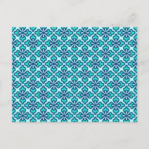 Floral kimono print, turquoise, marine en aqua briefkaart