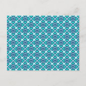 Floral kimono print, turquoise, marine en aqua briefkaart (Voorkant)