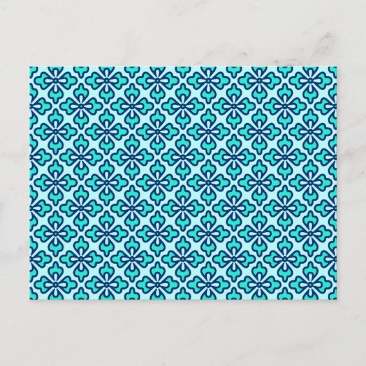 Floral kimono print, turquoise, marine en aqua briefkaart (Voorkant)