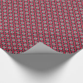 Floral kimono print, zwart, grijs en rood cadeaupapier (Hoek)