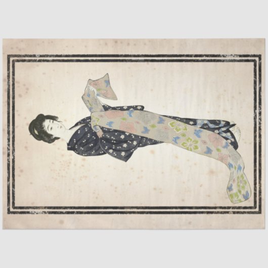 Floral Kimono Woman Japanse  ontvlechtingskunst Tissuepapier (Voorkant)