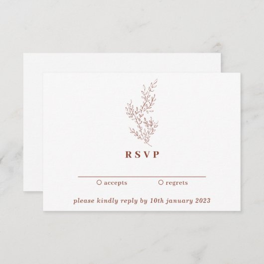 Floral Kindly Reply Terracotta Boho Autumn Kaart (Voorkant / Achterkant)