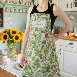 Floral Kitchen Apron, Retro Botanical Print  Schort