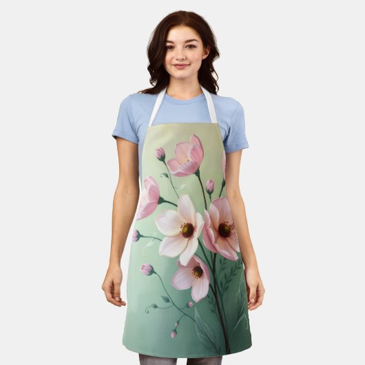 Floral Kitchen Apron Schort (Gedragen)