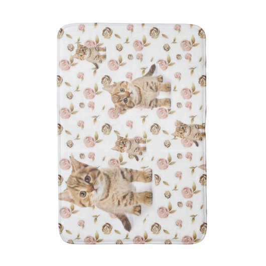 Floral Kitten Bathroom Bath Mat (Voorkant Verticaal)