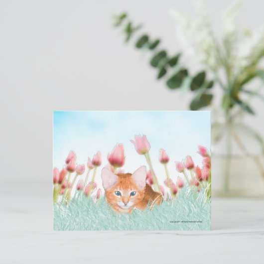 Floral Kitten Briefkaart (Staand voorkant)