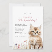 Floral kitten Schattigee kat thema meisje's verjaa Kaart (Voorkant)