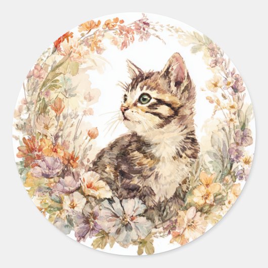Floral Kitten Sticker Sheet (Voorkant)
