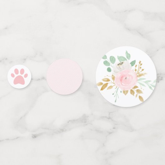 Floral Kitten Verjaardagsfeest Confetti (Achterkanten)