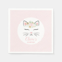 Floral Kitten Verjaardagsfeestje servetten kat gez