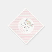 Floral Kitten Verjaardagsfeestje servetten kat gez (Hoek)