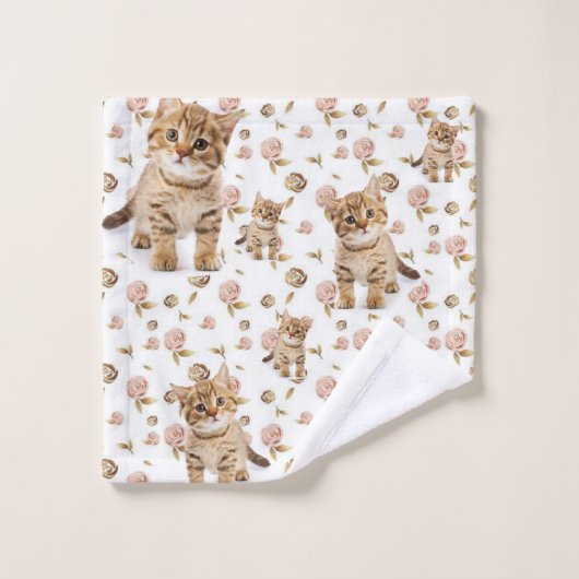 Floral Kittens uit de set van handdoeken (Wasdoekje)