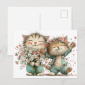 Floral Kitties Briefkaart (Voorkant / Achterkant)