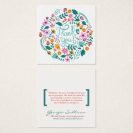 Floral klant bedankje vierkante visitekaartjes
