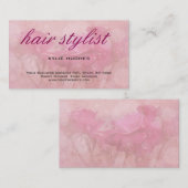 Floral klassieke roze kalligrafieshaarlijst visitekaartje (Voorkant / Achterkant)