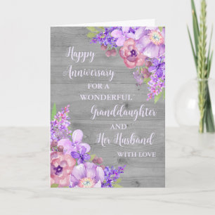 Floral kleindochter en haar man Jubileum Kaart
