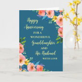 Floral kleindochter en haar man Jubileum Kaart (Gele Bloem)