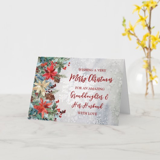 Floral kleindochter en haar man kerst kaart (Gele Bloem)