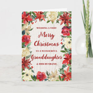 Floral kleindochter en haar man Kerstmis Kaart