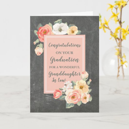 Floral kleindochter in Law Afstuderen Kaart (Gele Bloem)