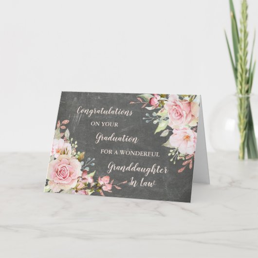 Floral kleindochter in Law Afstuderen Kaart (Voorkant)