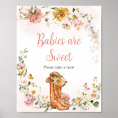 Floral kleine cowgirl Baby shower baby's zijn lief Poster (Voorkant)