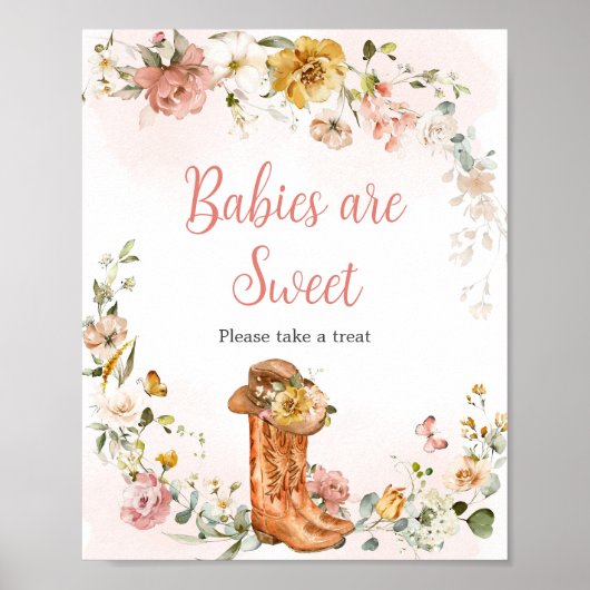 Floral kleine cowgirl Baby shower baby's zijn lief Poster (Voorkant)