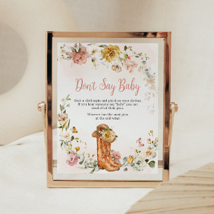 Floral kleine cowgirl Baby shower niet zeggen Baby Poster