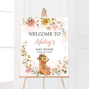 Floral kleine cowgirl Baby shower welkom Poster
