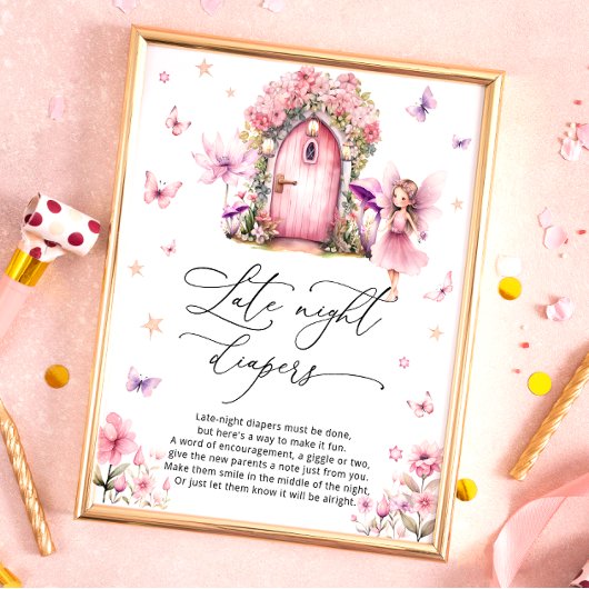 Floral kleine fee tuin late night luiers spel poster