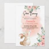 Floral kleine konijntje meisje verjaardag kaart