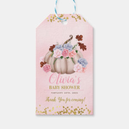 Floral kleine pompoen meisje Baby shower dank u Cadeaulabel