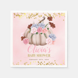 Floral kleine pompoen meisje Baby shower Servet