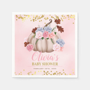 Floral kleine pompoen meisje Baby shower Servet