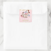 Floral kleine pompoen meisje Baby shower Vierkante Sticker (Tas)