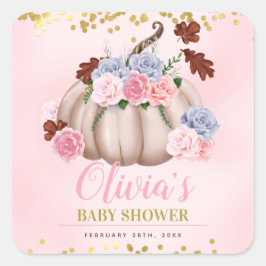 Floral kleine pompoen meisje Baby shower Vierkante Sticker