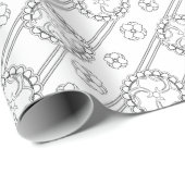 Floral kleur Zwart-witcadeautje Cadeaupapier (Rol Hoek)