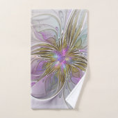 Floral kleurrijk Abstract fractal met roze en goud Bad Handdoek (Handdoek)