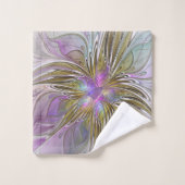 Floral kleurrijk Abstract fractal met roze en goud Bad Handdoek (Wasdoekje)