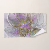 Floral kleurrijk Abstract fractal met roze en goud Bad Handdoek (Handdoek)