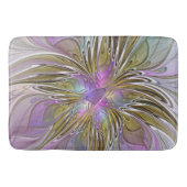 Floral kleurrijk Abstract fractal met roze en goud Badmat (Voorkant)
