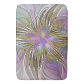 Floral kleurrijk Abstract fractal met roze en goud Badmat (Voorkant Verticaal)