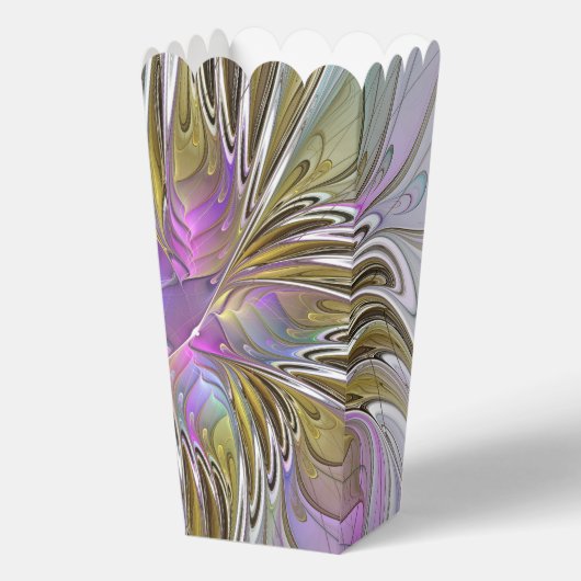 Floral kleurrijk Abstract fractal met roze en goud Bedankdoosjes (Voorkant)