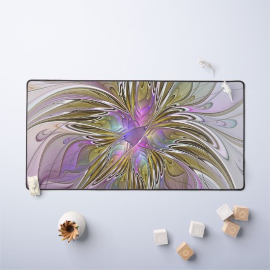 Floral kleurrijk Abstract fractal met roze en goud Bureaumat (Kindertafel)