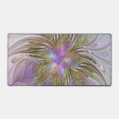 Floral kleurrijk Abstract fractal met roze en goud Bureaumat (Voorkant)