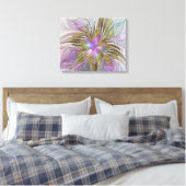 Floral kleurrijk Abstract fractal met roze en goud Canvas Afdruk (Insitu (Slaapkamer))